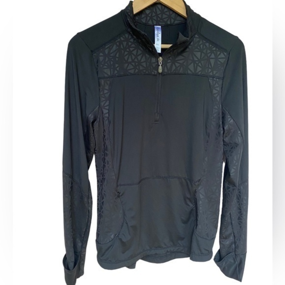 Kyodan Women's Large quarter zip Athletic Long Sleeve Black Jacket travel